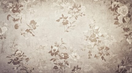 A vintage floral wallpaper design with soft, muted colors and intricate patterns.