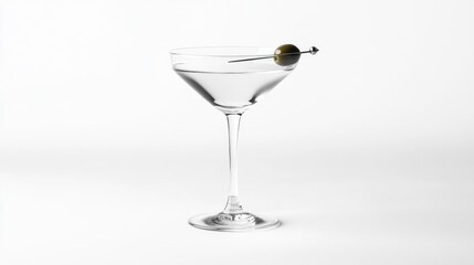 Classic Martini Cocktail with Olive on a Stylish Glass Stand