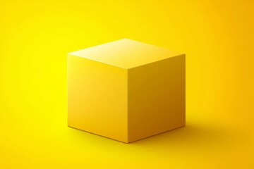 Fototapeta premium Yellow cube on yellow background.