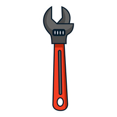Red adjustable wrench on white background