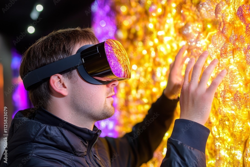 Poster A futuristic ecommerce system where holographic displays project products into the air, allowing users to browse and interact virtually