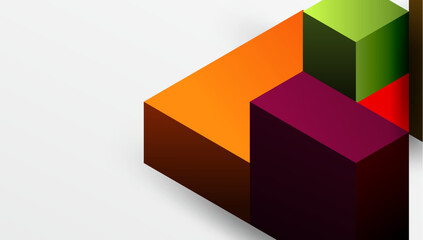 Sleek abstract design featuring isometric 3D blocks in a clean, modern composition. Perfect for tech-inspired themes, with vibrant colors and geometric precision