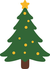 Christmas Tree Flat Vector Illustration