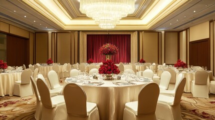 Spacious event room with a modular setup for adaptable configurations.