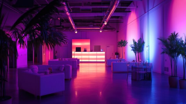 Spacious event room with a modular setup for adaptable configurations.