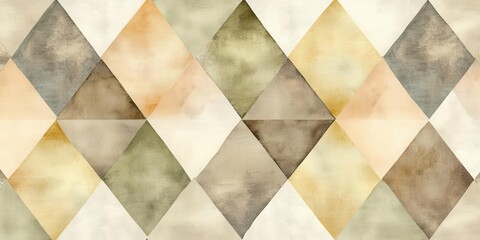 Fototapeta premium A watercolor pattern featuring diamond shapes in earthy tones.