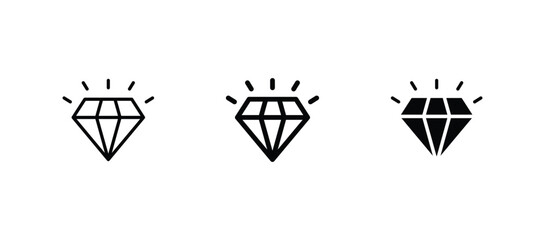 diamond icon set vector. diamond sign icon for web site	