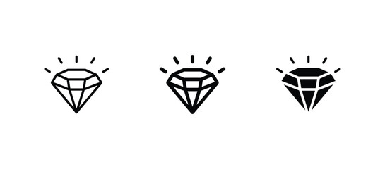 diamond icon set vector. diamond sign icon for web site	