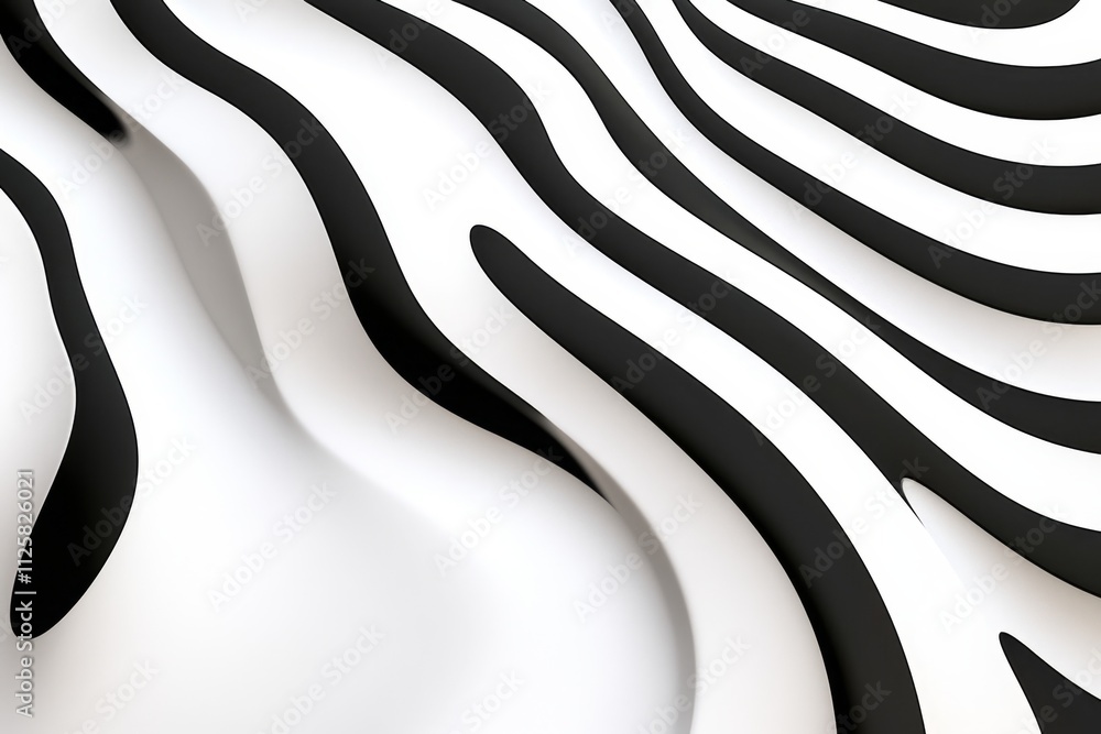 Poster a minimalist depiction of dynamic swooshes and curves in bold monochrome lines, representing fluid m