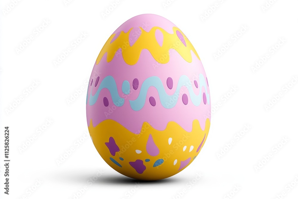 Poster a minimalist flat design of a single pastel-colored easter egg with simple patterns, set against a w