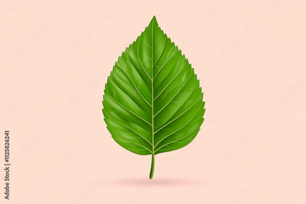 Poster a minimalist flat design of a green leaf with simple lines and subtle gradients, representing eco-fr
