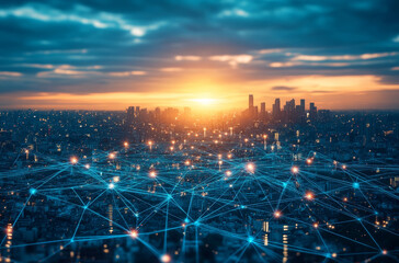 Naklejka premium starry night city