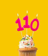 Pink candle and cupcake birthday card - Number 110