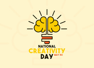 National Creativity Day. May 30. Yellow background. Flat design vector. Poster, banner, card, background.