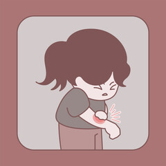 Itching, allergy, person scratching arm illustration