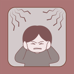 Interfloor noise, noise, people blocking their ears, noise pollution illustration