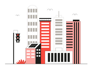 Fototapeta premium City landscape. City illustration. Flat vector illustrations