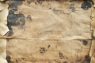 A weathered, blank parchment with faded markings and torn edges.
