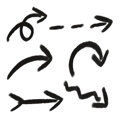 Arrows set doodles  handwriten art lines