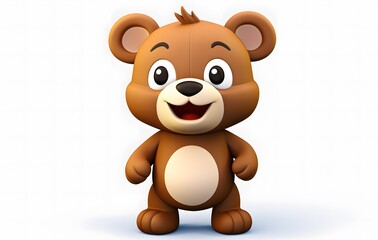 Obraz premium Cute bear cartoon character on a white background.