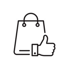Fototapeta premium Shopping bag and thumb up icon vector design.