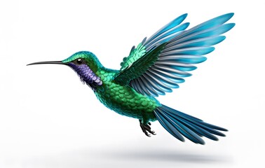 Hummingbird flying. Colorful vector illustration of a small bird.
