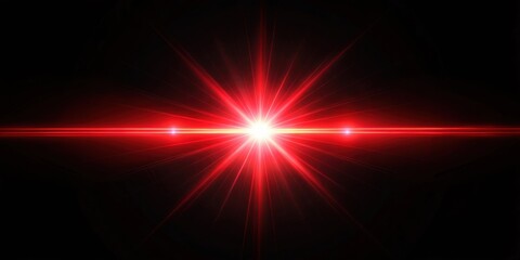 Horizontal red lens flare on black background, red, lens flare, light effect, horizontal, glowing, abstract, vibrant