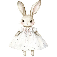 Obraz premium Adorable Bunny in a Polka Dot Dress
