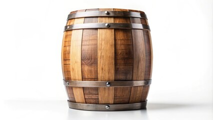 Obraz premium Wooden barrel isolated on white background. Rendering, wooden, barrel, isolated, background, white, rendering, storage, container, vintage