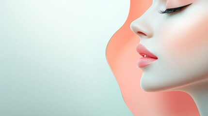 A glowing young woman's profile showcases a radiant beauty, exuding natural elegance. In close-up shots, the simple white background, soft lighting, and sharp contrast complement each other.