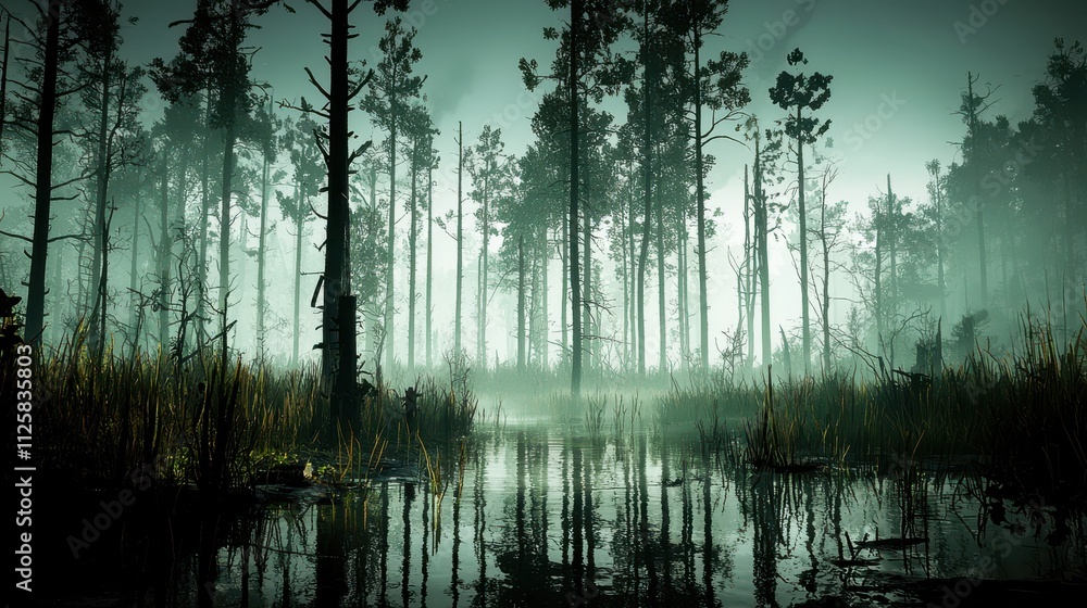 Aufkleber exploring the mystical humidity rising from dense forests in a lush biome a nature photography journ