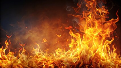 Fototapeta premium Fire flame on background, burning, hot, heat, fiery, vibrant, bright, energy, power,orange, red, blazing