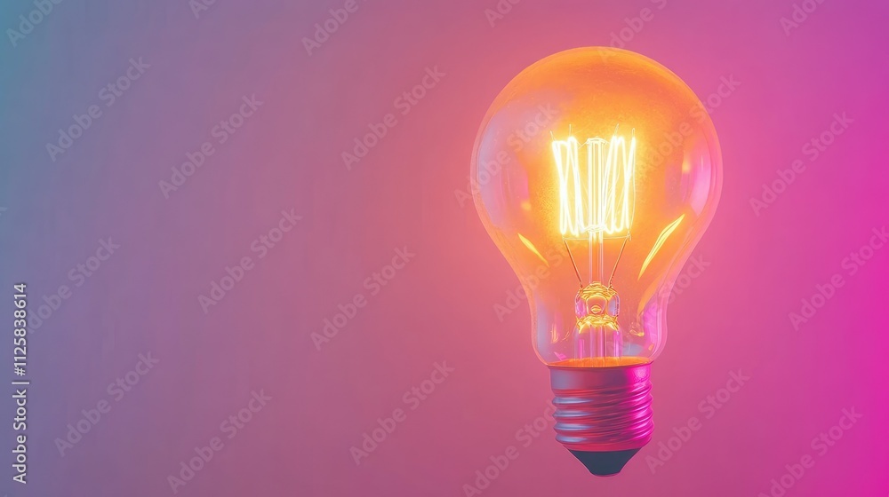 Poster a glowing light bulb set against a gradient background, symbolizing the fusion of creativity and tec