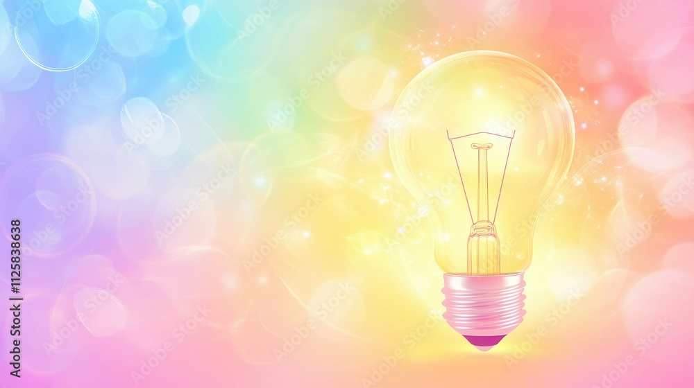 Aufkleber a glowing light bulb shines brightly against a soft gradient background, symbolizing creativity and 