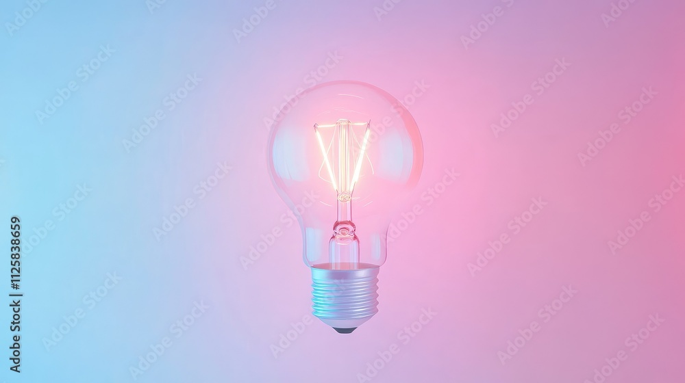 Poster a glowing light bulb shines brightly against a soft gradient background, symbolizing creativity and 