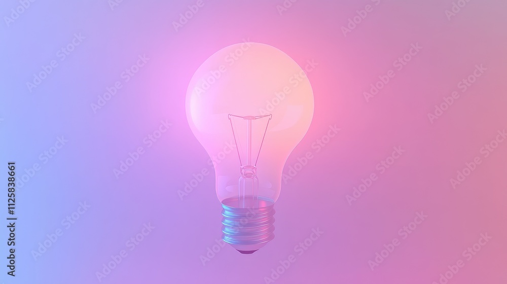 Poster A glowing light bulb shines brightly against a soft gradient background, symbolizing creativity and new concepts.
