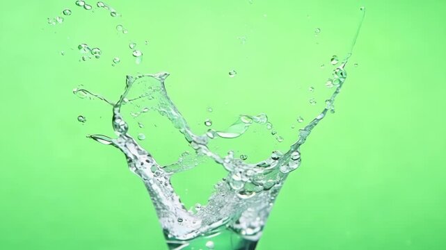 A serene and calming slowmotion water splash providing a moment of tranquility and relaxation. Green screen chromakey