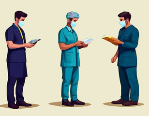 Obraz premium Frontline Heroes: A Symbolic Illustration Honoring the Dedication and Resilience of Healthcare Professionals