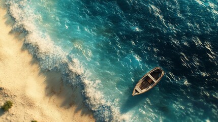 Fototapeta premium Beautiful Tropical Beach Sea Ocean with Boat.