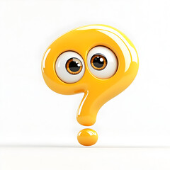 a emoji illustration showing a shiny, yellow question mark with bugle eyes on white background


