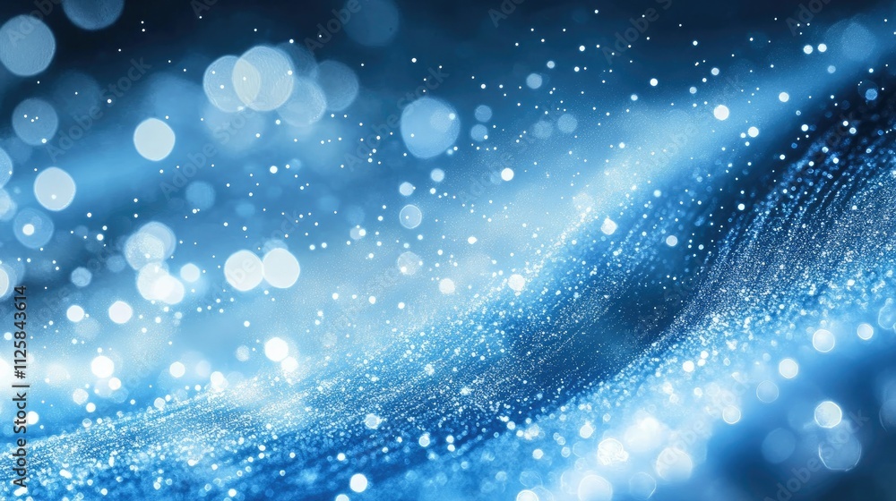 Poster enchanting blue waves shimmering under soft light, adorned with sparkling light effects that captiva