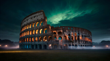 An original and captivating artwork inspired by the artist Ciaffog, known for his extravagant technique of creating immersive art in dense fog using his custom-designed LED lights