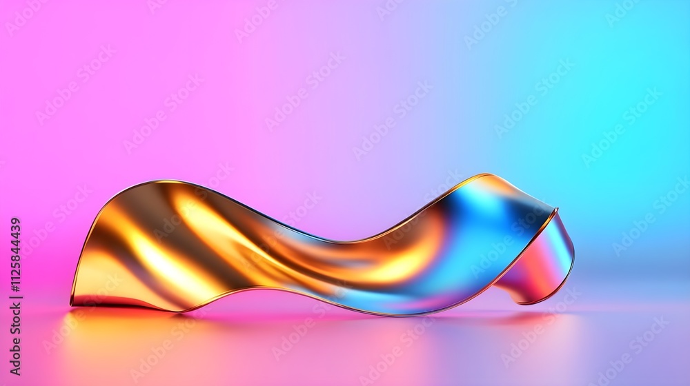 Aufkleber abstract fluid shape with vibrant colors in shades of orange, blue, and pink, creating a dynamic vis
