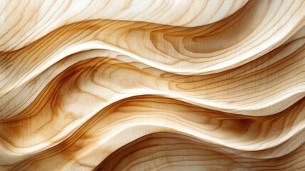 Fototapeta premium A textured close-up of wooden waves, flowing like gentle ripples, showcasing the stunning grain and natural patterns in an organic and serene design