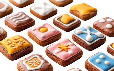 Colorful Frosted Cookies on Transparent Background