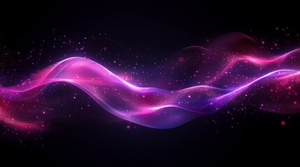 Obraz premium Abstract purple and pink glowing waves on dark background