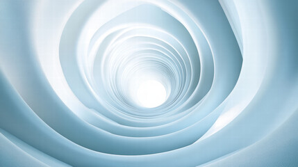 White background, white spiral tunnel effect, 3D rendering, minimalist style, symmetrical composition