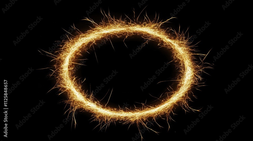 Aufkleber glowing circular sparkler effect with radiant sparks on black background creating ethereal light cir
