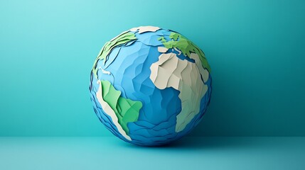 Papercraft-style Representation of the Vibrant and Textured Planet Earth
