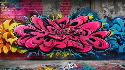stunning street wall graffiti painting and aerosol urban art wallpaper. vibrant urban backdrop for spray-painting graffiti in the vein of contemporary culture